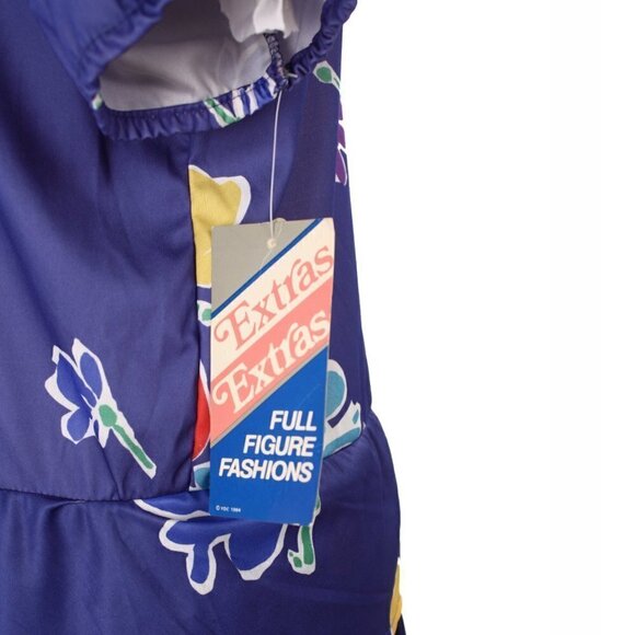 Vintage 80s Peplum Dress w Tags Full Figure Fashion Size 16 1/2 - Hey Viv - Picture 5 of 8